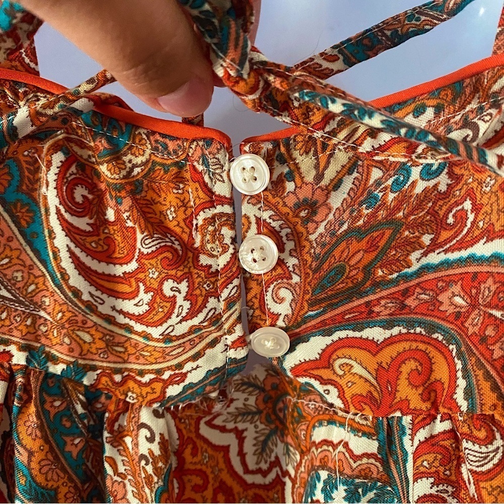 Boho Paisley Print Ruffle Maxi Dress Band of the Free Cottagecore Sun Dress S - Picture 9 of 11